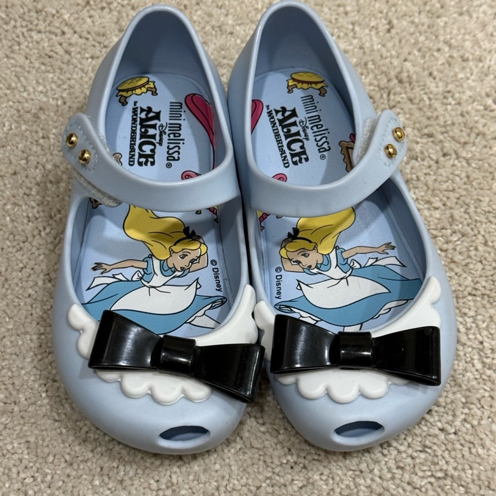 Mini Melissa Light Blue Dress Shoes with Black Bow